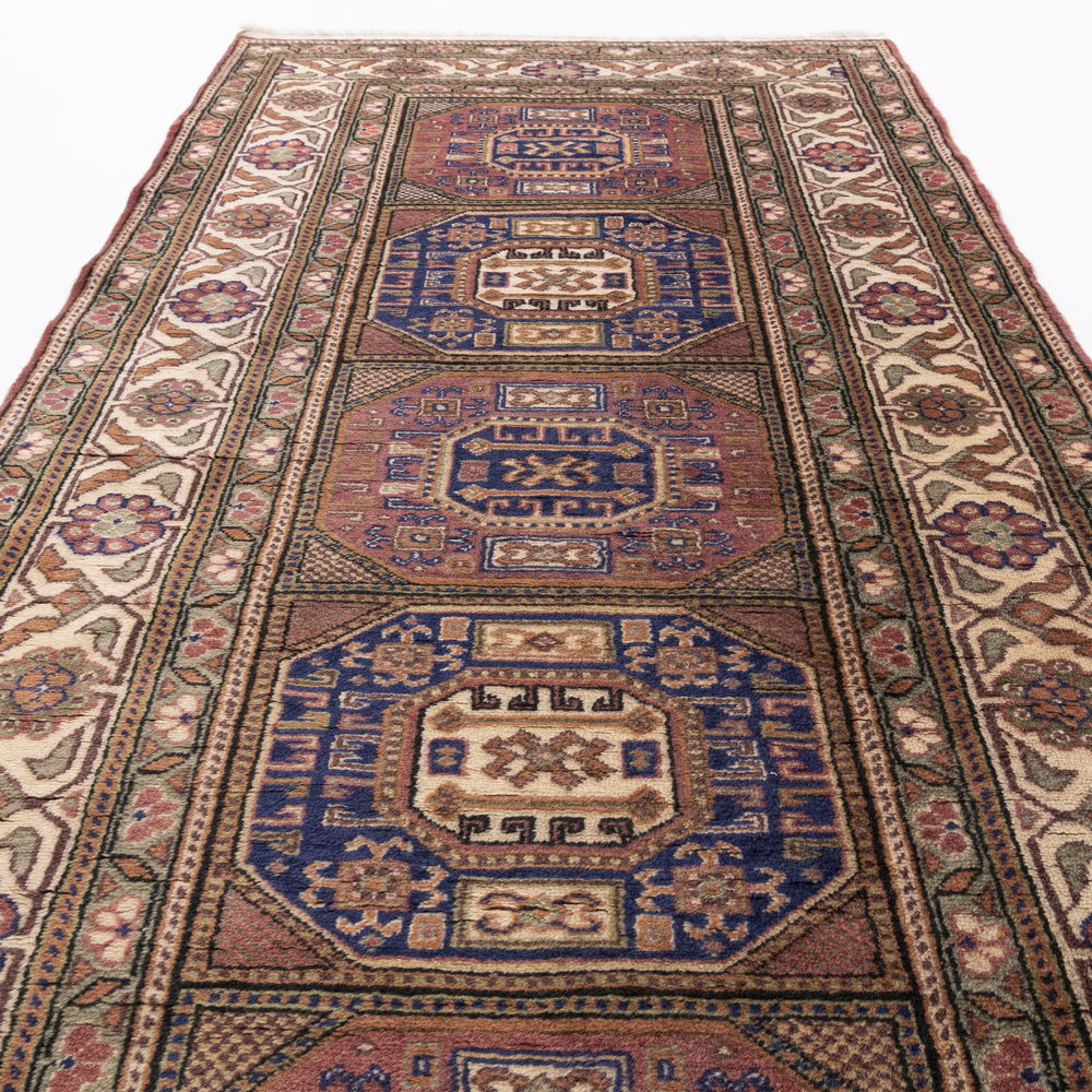 Oriental Rug Anatolian Handmade Wool On Cotton 98 X 194 Cm - 3' 3'' X 6' 5'' Brown C005 ER01