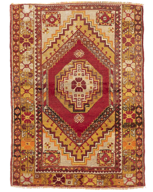 Oriental Rug Anatolian Handmade Wool On Wool 102 X 141 Cm - 3' 5'' X 4' 8'' Orange C011 ER01