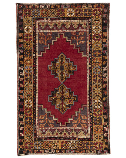 Oriental Rug Anatolian Handmade Wool On Wool 102 X 166 Cm - 3' 5'' X 5' 6'' Red C014 ER01