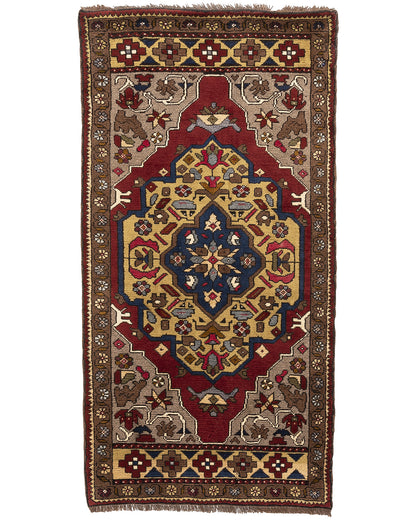 Oriental Rug Anatolian Handmade Wool On Wool 103 X 201 Cm - 3' 5'' X 6' 8'' Red C014 ER01