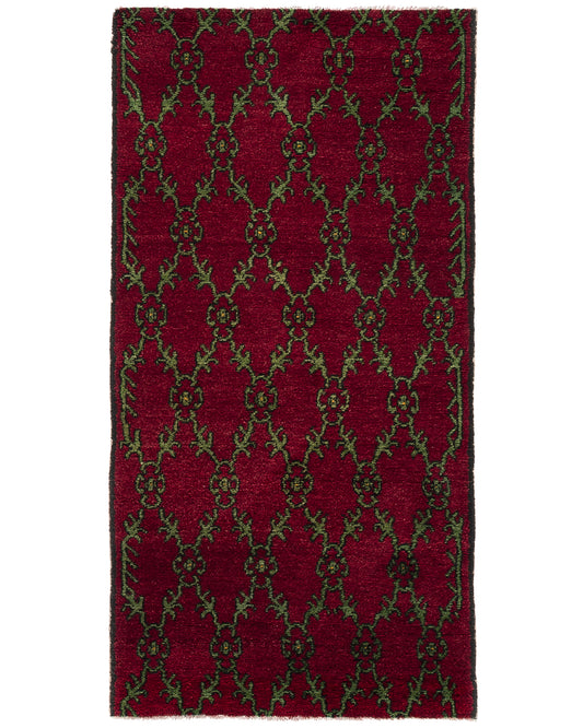 Oriental Rug Anatolian Handmade Wool On Wool 103 X 209 Cm - 3' 5'' X 6' 11'' Burgundy C021 ER01