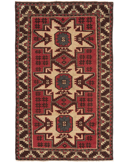 Oriental Rug Anatolian Handmade Wool On Wool 104 X 166 Cm - 3' 5'' X 5' 6'' Red C014 ER01