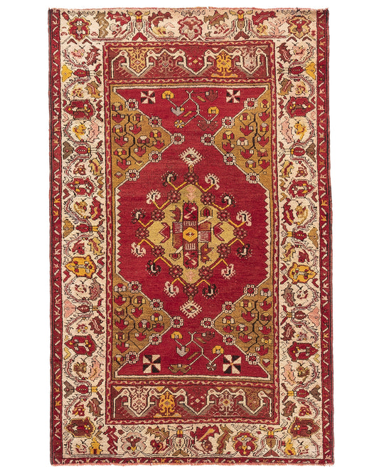 Oriental Rug Anatolian Handmade Wool On Wool 104 X 168 Cm - 3' 5'' X 5' 7'' Red C014 ER01