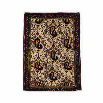 Oriental Rug Anatolian Handmade Wool On Wool 107 X 143 Cm - 3' 7'' X 4' 9'' Sand C007 ER01