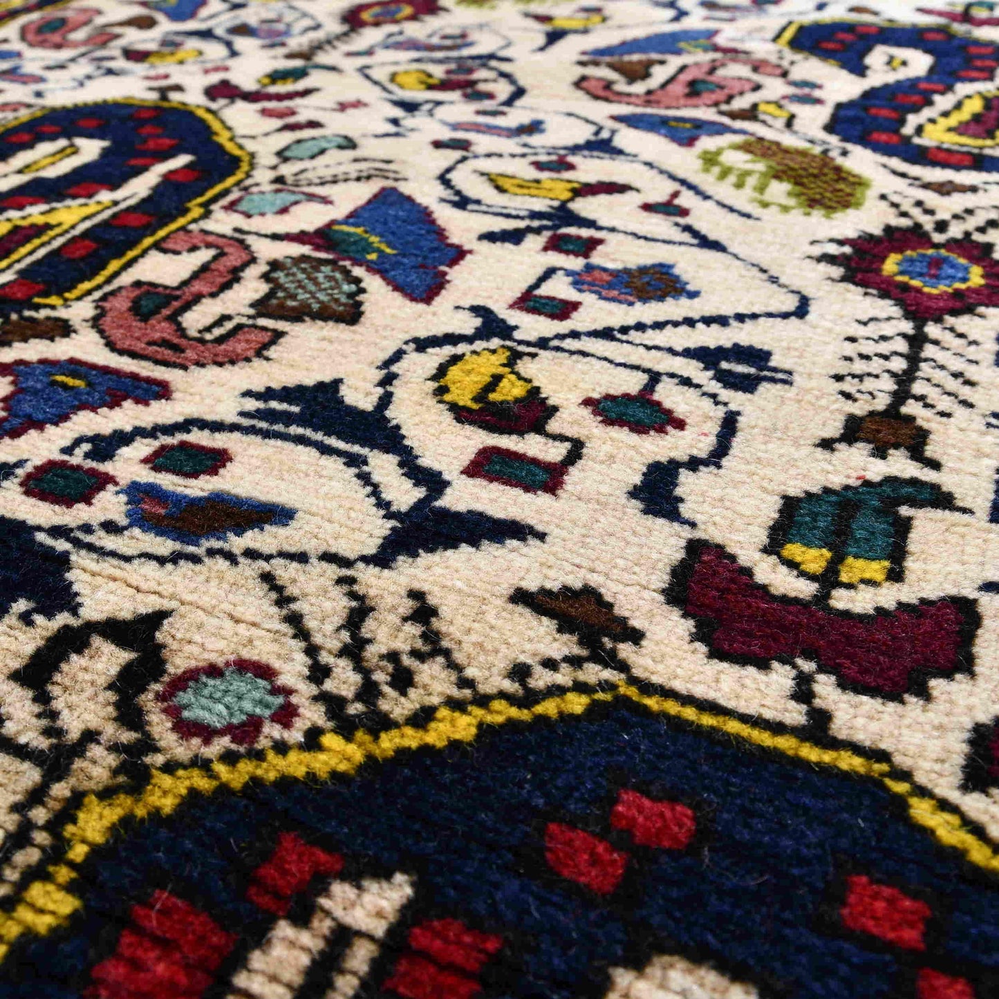 Oriental Rug Anatolian Handmade Wool On Wool 107 X 143 Cm - 3' 7'' X 4' 9'' Sand C007 ER01