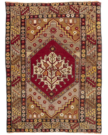 Oriental Rug Anatolian Handmade Wool On Wool 107 X 151 Cm - 3' 7'' X 5' Red C014 ER01