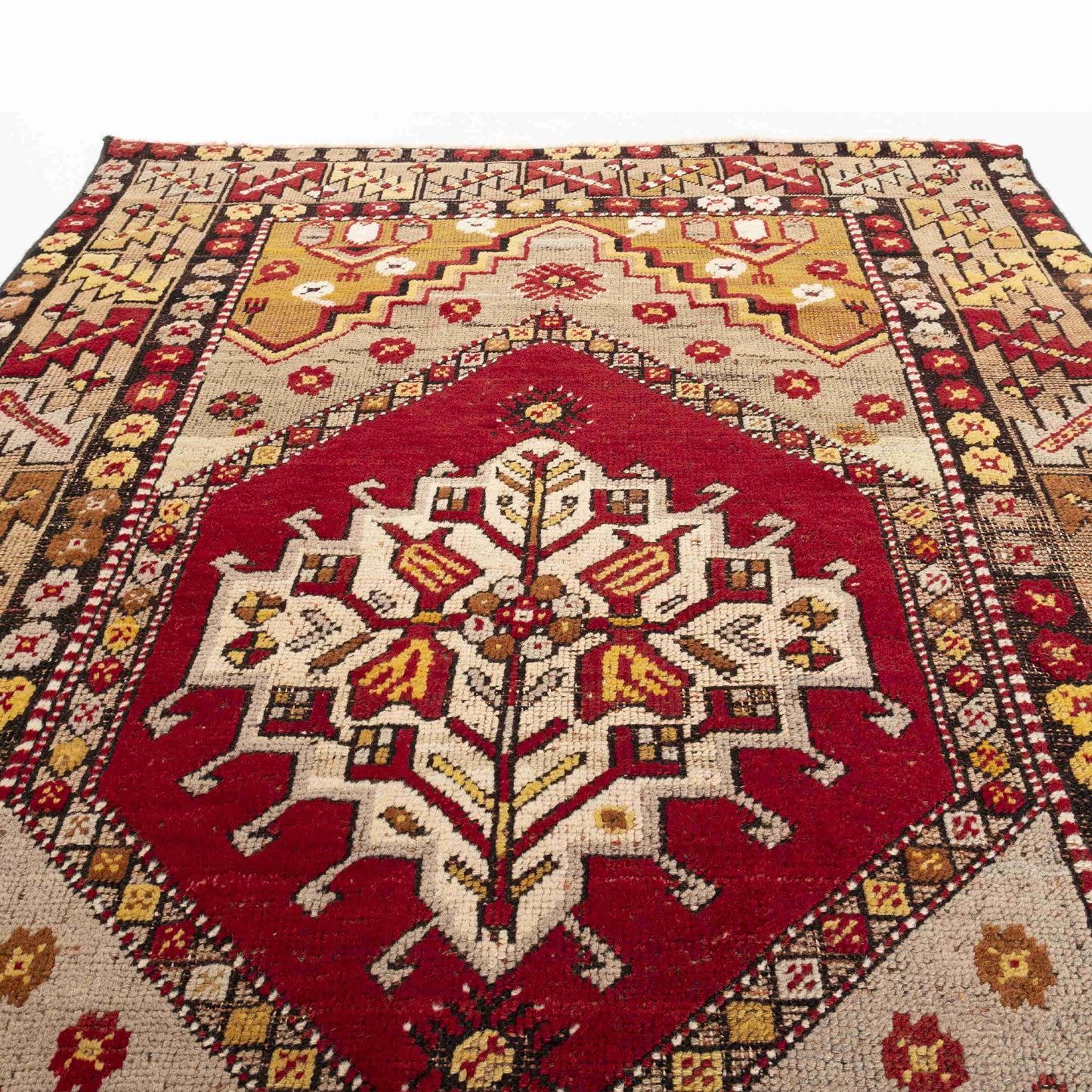 Oriental Rug Anatolian Handmade Wool On Wool 107 X 151 Cm - 3' 7'' X 5' Red C014 ER01