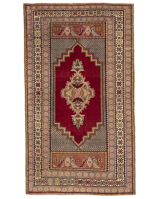 Oriental Rug Anatolian Handmade Wool On Wool 109 X 188 Cm - 3' 7'' X 6' 3'' Red C014 ER01