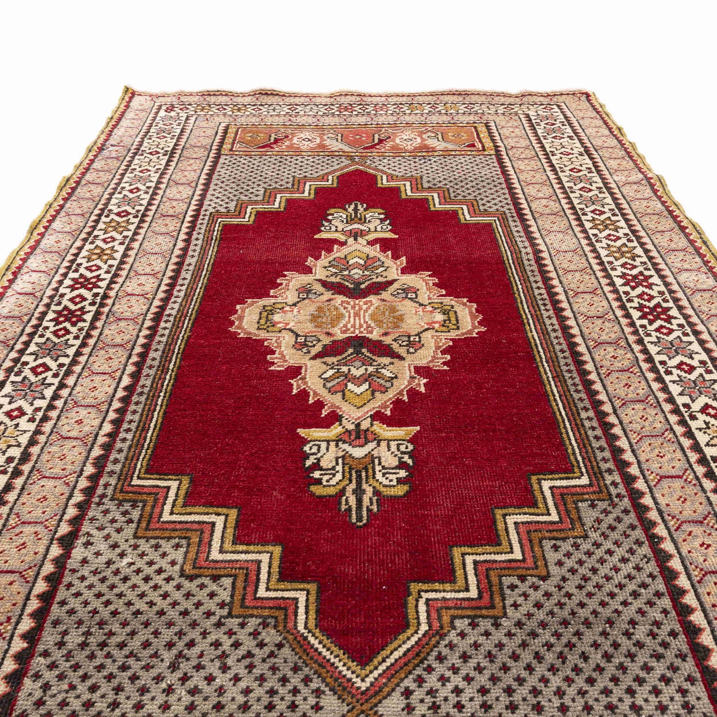 Oriental Rug Anatolian Handmade Wool On Wool 109 X 188 Cm - 3' 7'' X 6' 3'' Red C014 ER01