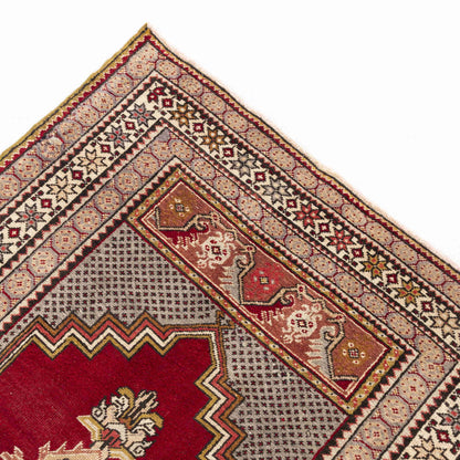 Oriental Rug Anatolian Handmade Wool On Wool 109 X 188 Cm - 3' 7'' X 6' 3'' Red C014 ER01