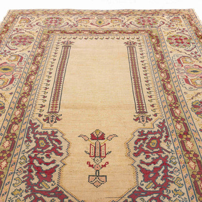 Oriental Rug Anatolian Handmade Wool On Wool 110 X 145 Cm - 3' 8'' X 4' 10'' Stone C009 ER01