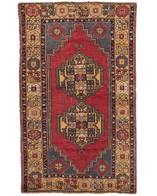 Oriental Rug Anatolian Handmade Wool On Wool 110 X 176 Cm - 3' 8'' X 5' 10'' Red C014 ER01