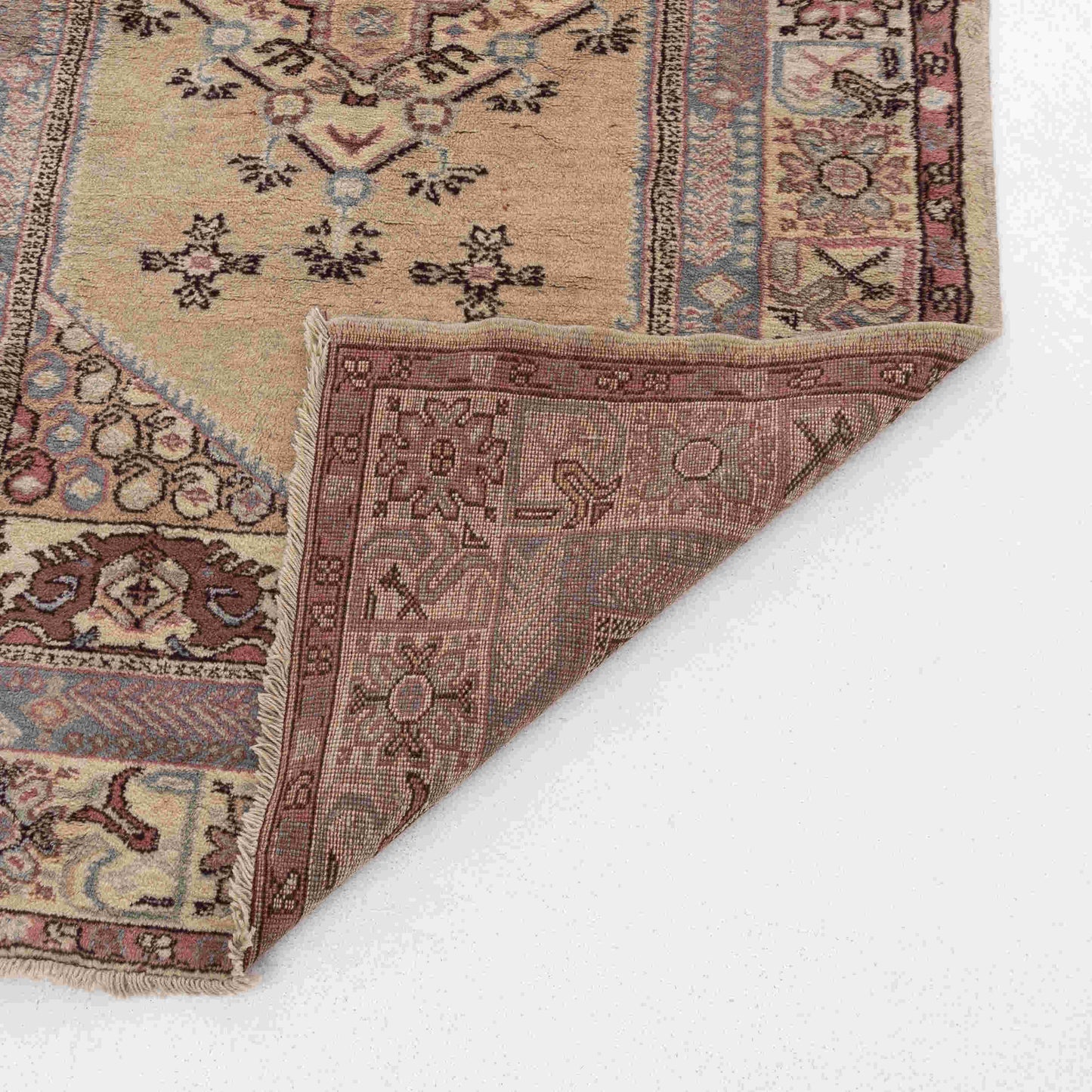 Oriental Rug Anatolian Handmade Wool On Wool 110 X 185 Cm - 3' 8'' X 6' 1'' Sand C007 ER01