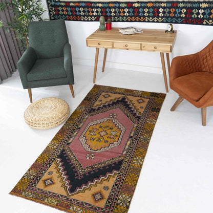 Oriental Rug Anatolian Handmade Wool On Wool 110 X 204 Cm - 3' 8'' X 6' 9'' Pink C004 ER01