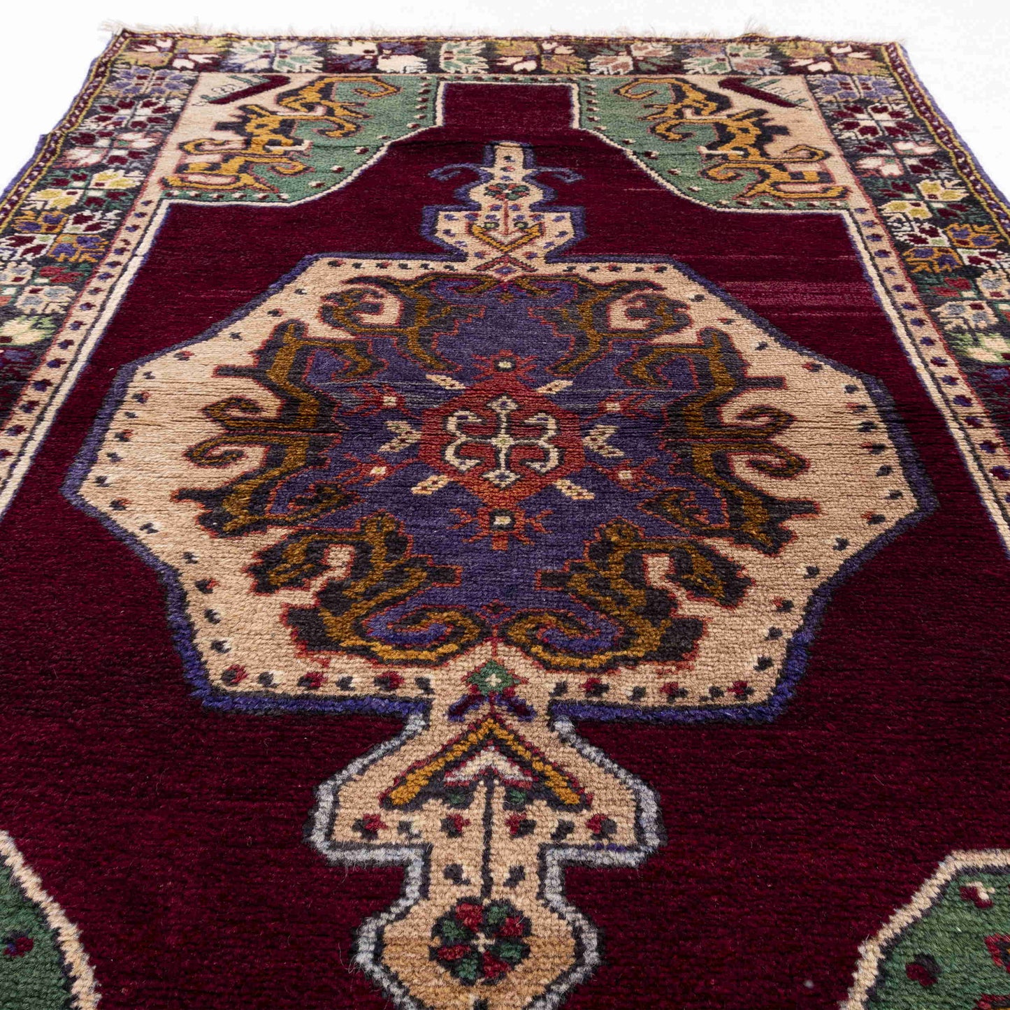 Oriental Rug Anatolian Handmade Wool On Wool 113 X 190 Cm - 3' 9'' X 6' 3'' Burgundy C021 ER01