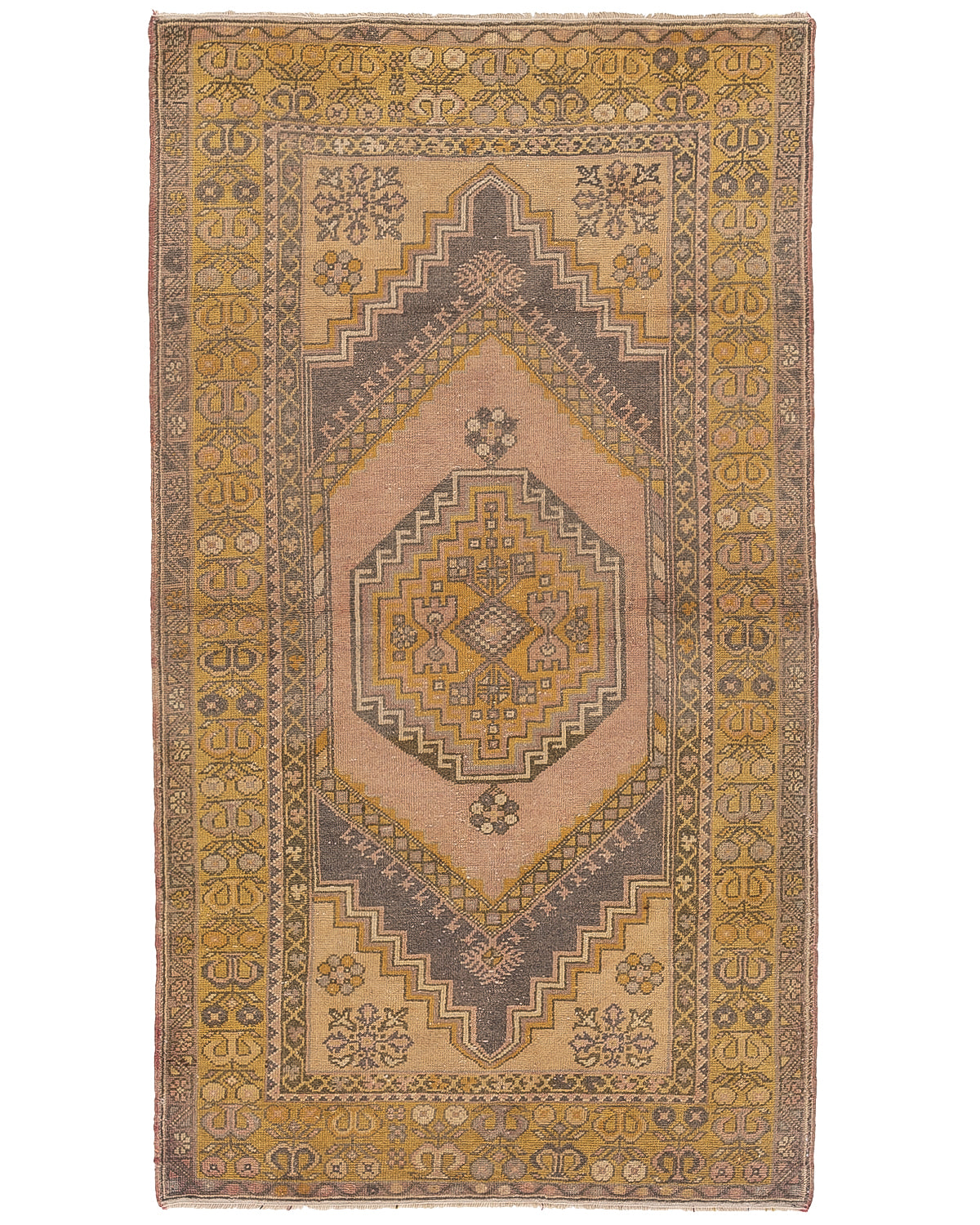 Oriental Rug Anatolian Handmade Wool On Wool 113 X 202 Cm - 3' 9'' X 6' 8'' Yellow C006 ER01