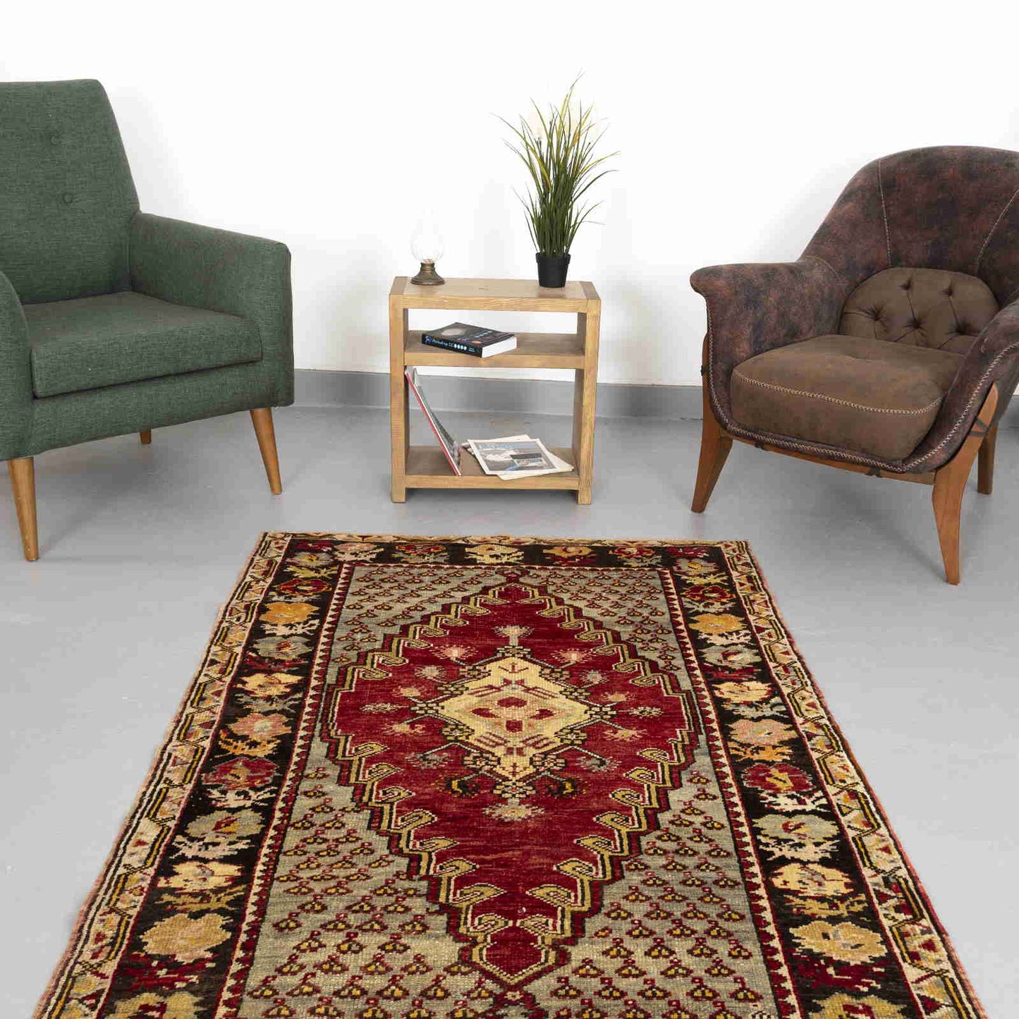 Oriental Rug Anatolian Handmade Wool On Wool 116 X 170 Cm - 3' 10'' X 5' 7'' Red C014 ER01