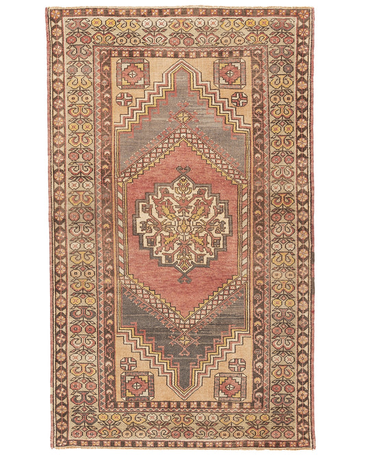 Oriental Rug Anatolian Handmade Wool On Wool 116 X 191 Cm - 3' 10'' X 6' 4'' Sand C007 ER01