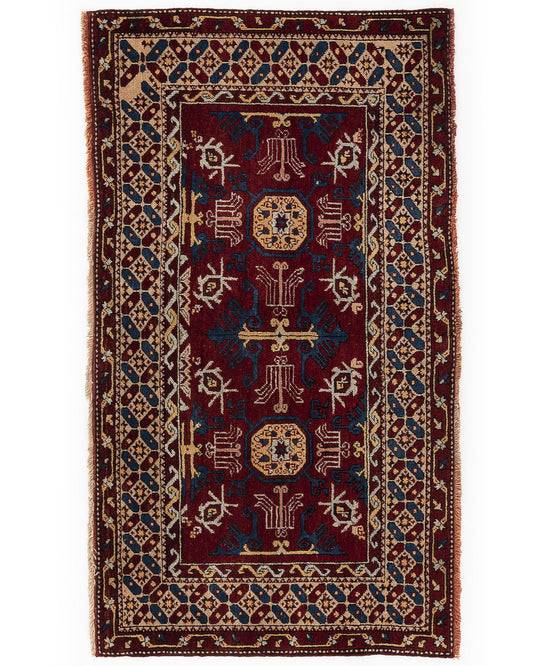 Oriental Rug Anatolian Handmade Wool On Wool 117 X 197 Cm - 3' 11'' X 6' 6'' Burgundy C021 ER01