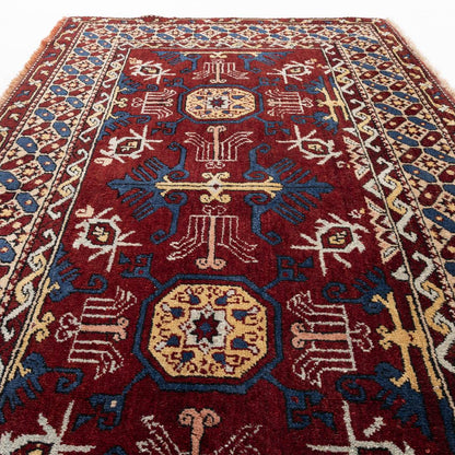 Oriental Rug Anatolian Handmade Wool On Wool 117 X 197 Cm - 3' 11'' X 6' 6'' Burgundy C021 ER01