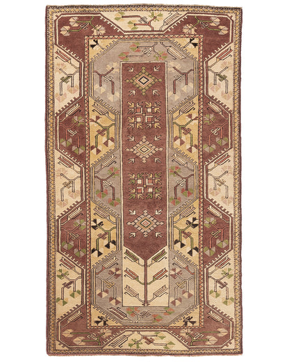 Oriental Rug Anatolian Handmade Wool On Wool 119 X 210 Cm - 3' 11'' X 6' 11'' Brown C005 ER01