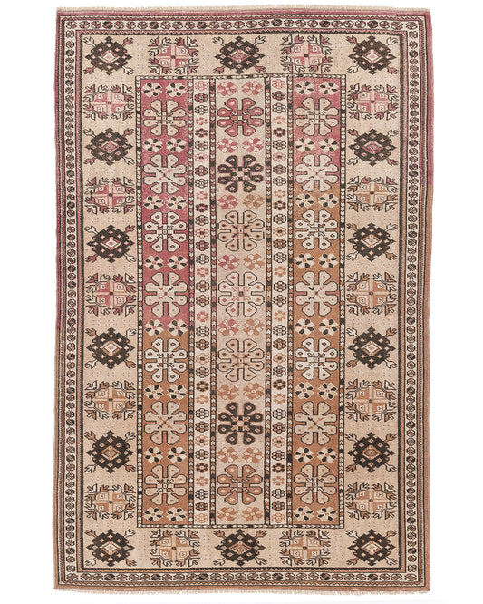 Oriental Rug Anatolian Handmade Wool On Wool 120 X 187 Cm - 4' X 6' 2'' Sand C007 ER01