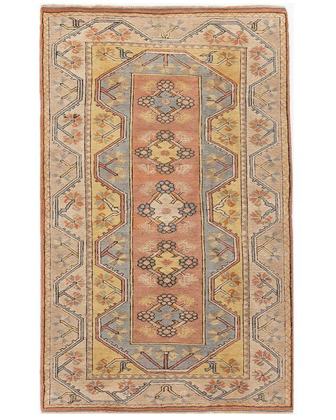 Oriental Rug Anatolian Handmade Wool On Wool 120 X 198 Cm - 4' X 6' 6'' Yellow C006 ER01