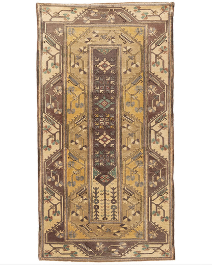 Oriental Rug Anatolian Handmade Wool On Wool 123 X 235 Cm - 4' 1'' X 7' 9'' Yellow C006 ER12