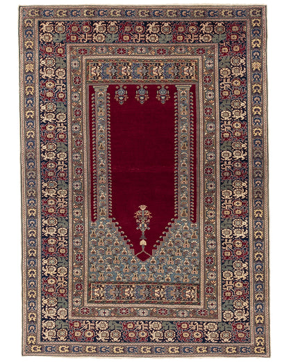 Oriental Rug Anatolian Handmade Wool On Wool 125 X 176 Cm - 4' 2'' X 5' 10'' Burgundy C021 ER01