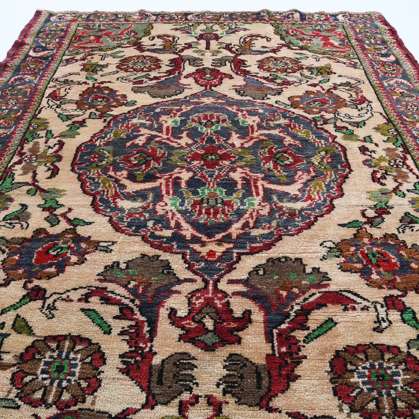 Oriental Rug Anatolian Handmade Wool On Wool 127 X 190 Cm - 4' 2'' X 6' 3'' Green C015 ER01