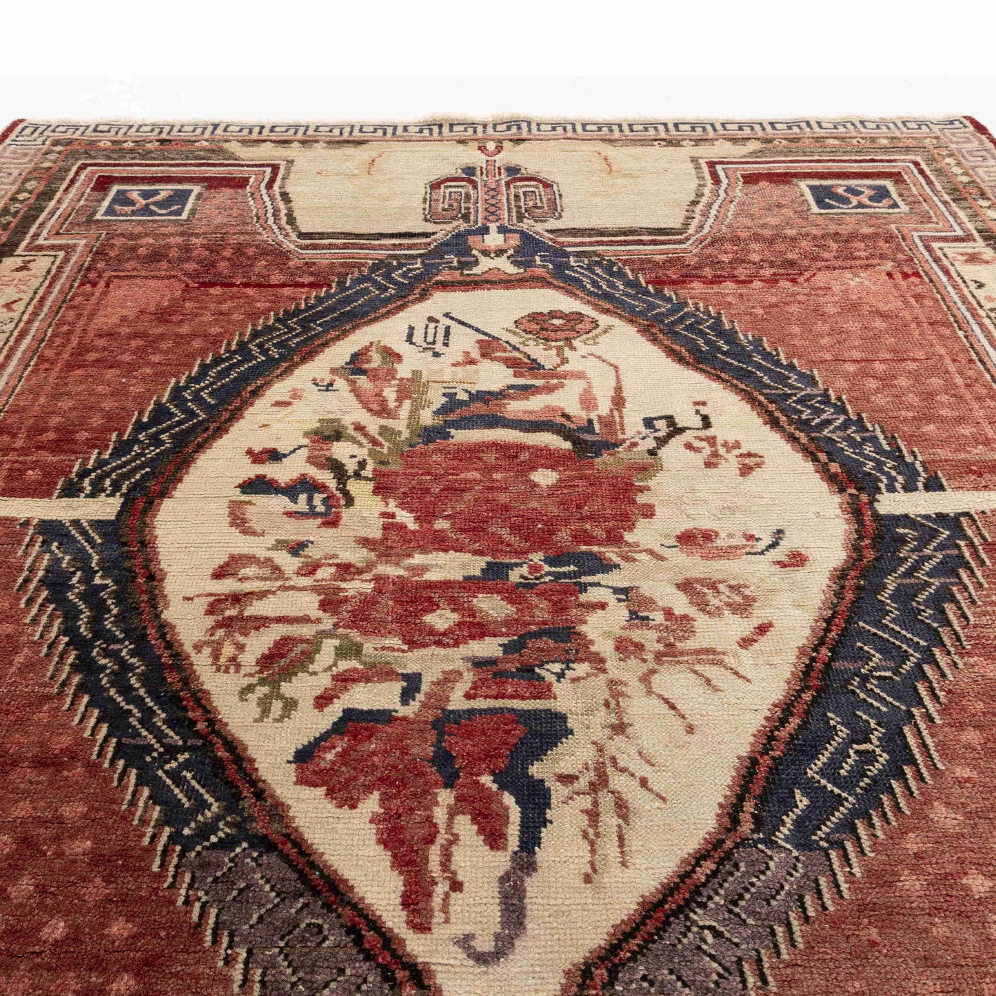 Oriental Rug Anatolian Handmade Wool On Wool 129 X 155 Cm - 4' 3'' X 5' 2'' Red C014 ER01