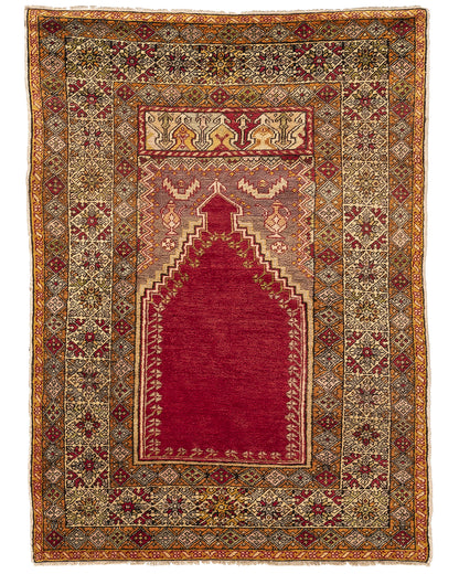 Oriental Rug Anatolian Handmade Wool On Wool 130 X 170 Cm - 4' 4'' X 5' 7'' Red C014 ER01