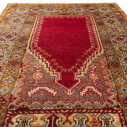 Oriental Rug Anatolian Handmade Wool On Wool 130 X 170 Cm - 4' 4'' X 5' 7'' Red C014 ER01