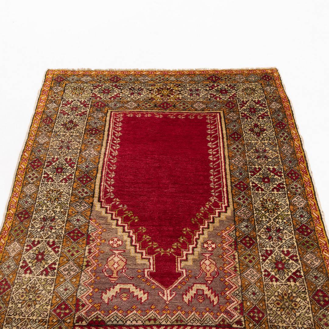 Oriental Rug Anatolian Handmade Wool On Wool 130 X 170 Cm - 4' 4'' X 5' 7'' Red C014 ER01