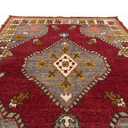 Oriental Rug Anatolian Handmade Wool On Wool 131 X 176 Cm - 4' 4'' X 5' 10'' Red C014 ER01