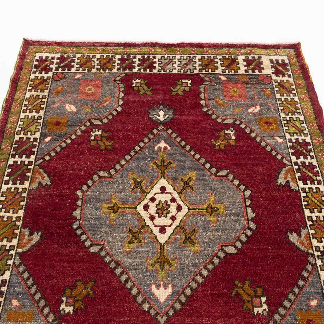 Oriental Rug Anatolian Handmade Wool On Wool 131 X 176 Cm - 4' 4'' X 5' 10'' Red C014 ER01