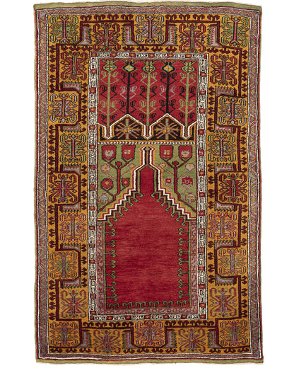 Oriental Rug Anatolian Handmade Wool On Wool 140 X 220 Cm - 4' 8'' X 7' 3'' Red C014 ER12