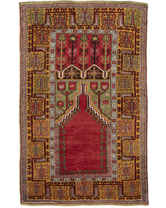 Oriental Rug Anatolian Handmade Wool On Wool 140 X 220 Cm - 4' 8'' X 7' 3'' Red C014 ER12