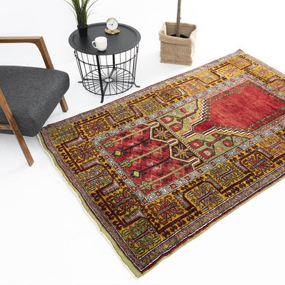 Oriental Rug Anatolian Handmade Wool On Wool 140 X 220 Cm - 4' 8'' X 7' 3'' Red C014 ER12