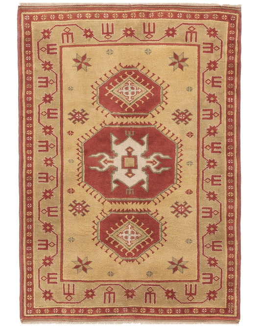 Oriental Rug Anatolian Handmade Wool On Wool 142 X 194 Cm - 4' 8'' X 6' 5'' Red C014 ER01