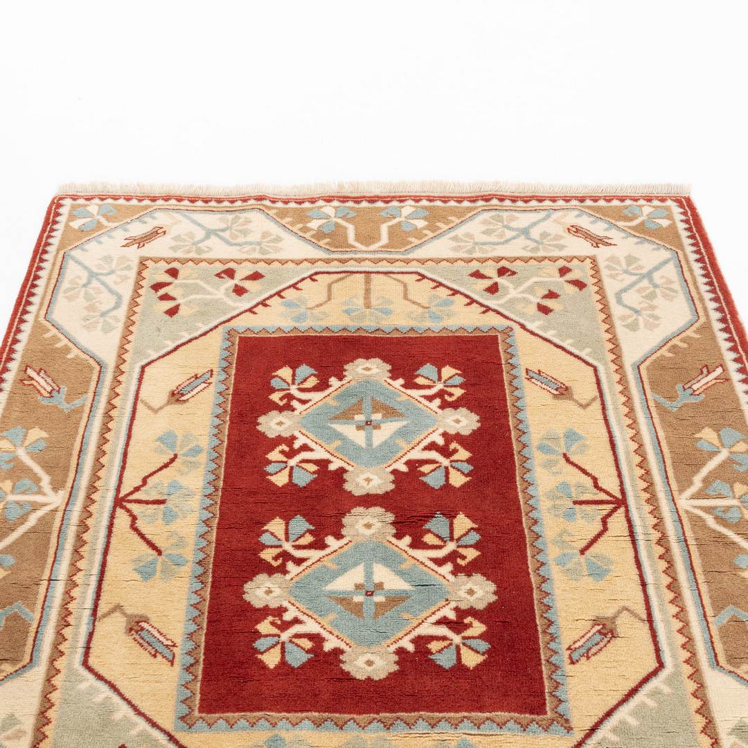 Oriental Rug Anatolian Handmade Wool On Wool 145 X 156 Cm - 4' 10'' X 5' 2'' Sand C007 ER01