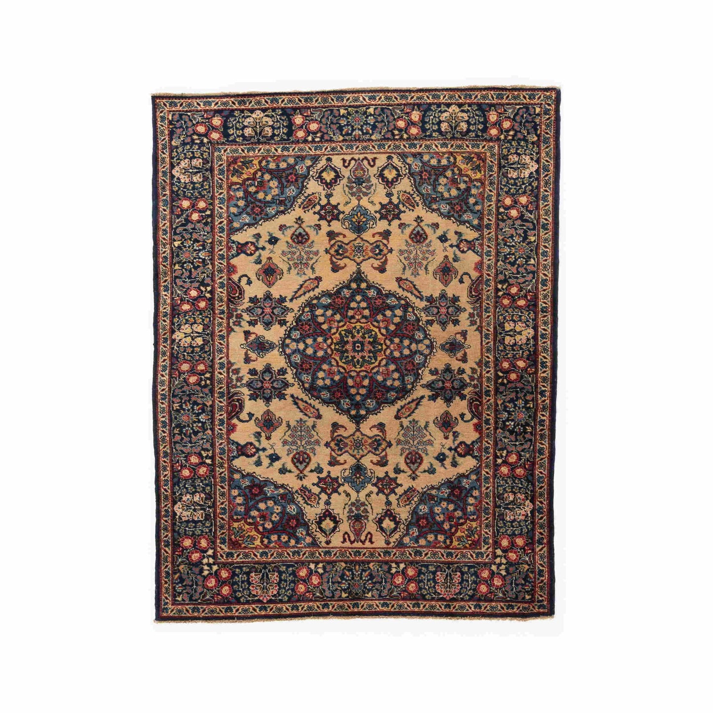 Oriental Rug Anatolian Handmade Wool On Wool 145 X 187 Cm - 4' 10'' X 6' 2'' Sand C007 ER01