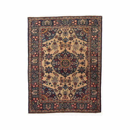 Oriental Rug Anatolian Handmade Wool On Wool 145 X 187 Cm - 4' 10'' X 6' 2'' Sand C007 ER01