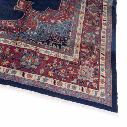 Oriental Rug Anatolian Handmade Wool On Wool 313 X 389 Cm - 10' 4'' X 12' 10'' Navy Blue C012 ER34