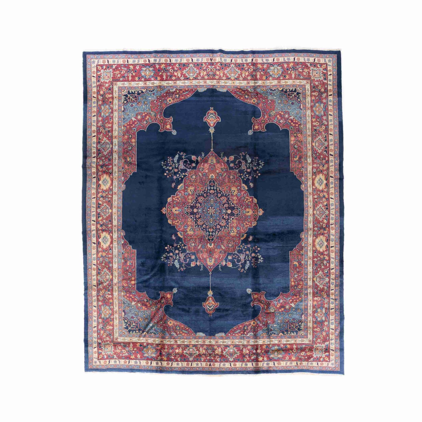 Oriental Rug Anatolian Handmade Wool On Wool 313 X 389 Cm - 10' 4'' X 12' 10'' Navy Blue C012 ER34