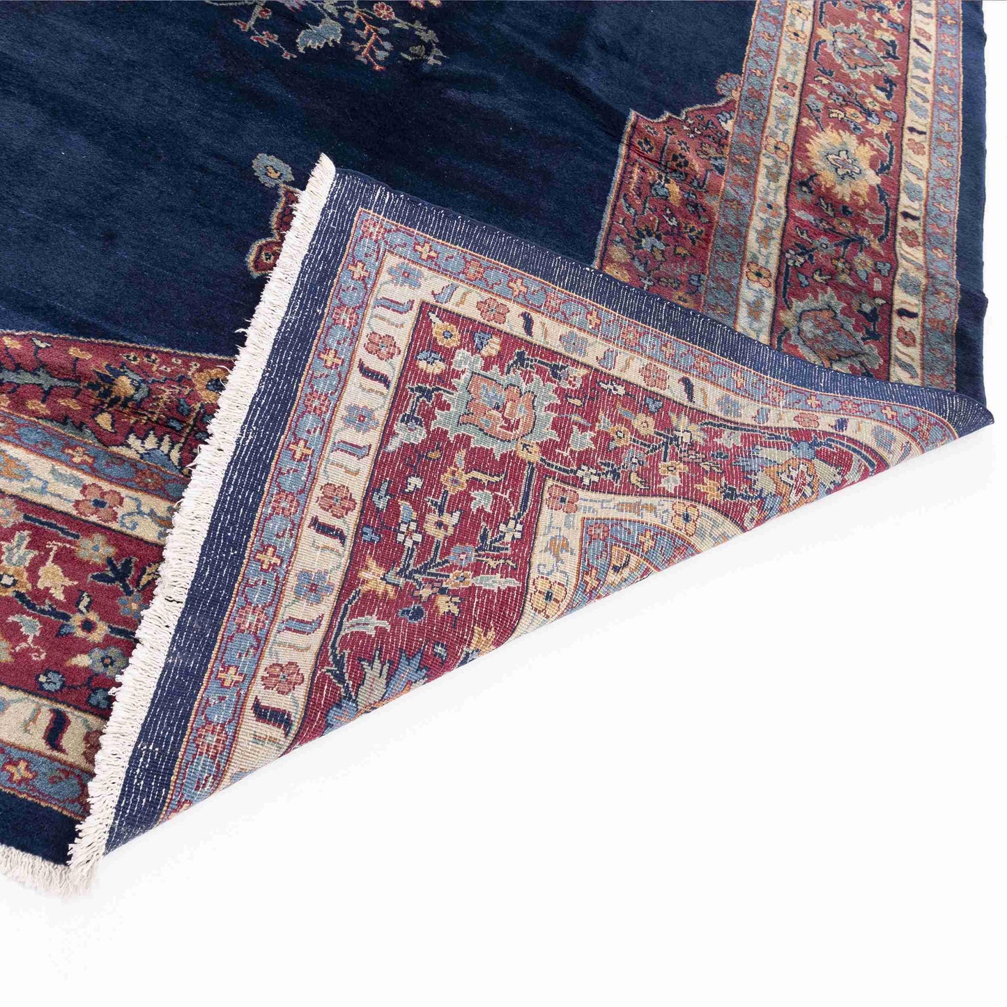 Oriental Rug Anatolian Handmade Wool On Wool 313 X 389 Cm - 10' 4'' X 12' 10'' Navy Blue C012 ER34