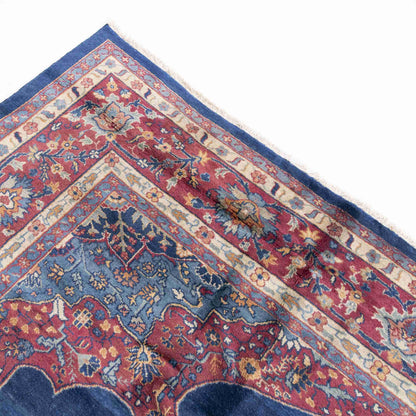 Oriental Rug Anatolian Handmade Wool On Wool 313 X 389 Cm - 10' 4'' X 12' 10'' Navy Blue C012 ER34