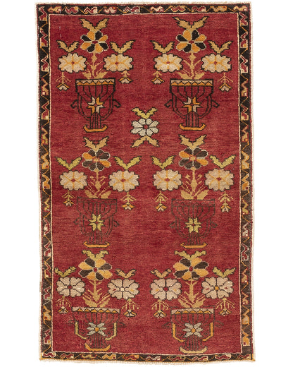 Oriental Rug Anatolian Handmade Wool On Wool 77 X 126 Cm - 2' 7'' X 4' 2'' Red C014 ER01