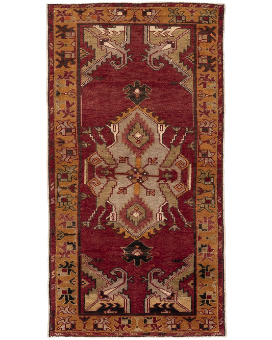 Oriental Rug Anatolian Handmade Wool On Wool 78 X 147 Cm - 2' 7'' X 4' 10'' Red C014 ER01