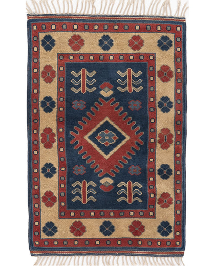 Oriental Rug Anatolian Handmade Wool On Wool 86 X 132 Cm - 2' 10'' X 4' 4'' Navy Blue C012 ER01